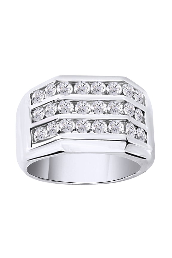 White Cubic Zirconia Band Ring For Men's In 14k White Gold Over Sterling Silver (1.68 Cttw)