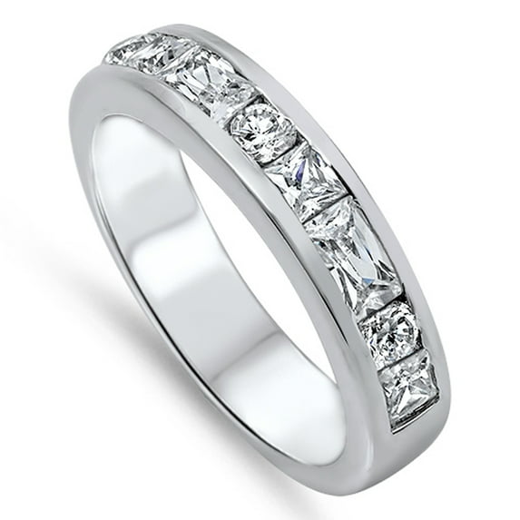 White Cubic Zirconia Bridal Engagement Wedding Ring .925 Sterling Silver Band Jewelry Female Size 8