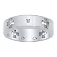thumbnail image 1 of AFFY White Cubic Zirconia Celtic Cross Cut Out Brushed & Polished 7mm Band Ring in 14k White Gold Over Sterling Silver Ring Size - 11.5, 1 of 1