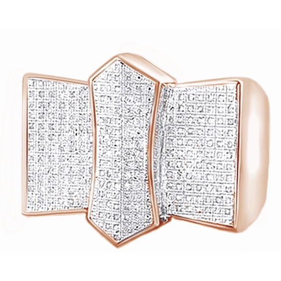 AFFY White Cubic Zirconia Cluster Wedding Band Ring For Men's In 14k Rose Gold Over Sterling Silver (0.61 Cttw)