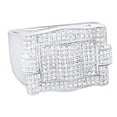 thumbnail image 1 of White Cubic Zirconia Cluster Wedding Band Ring For Men's In 14k White Gold Over Sterling Silver (0.91 Cttw), 1 of 1