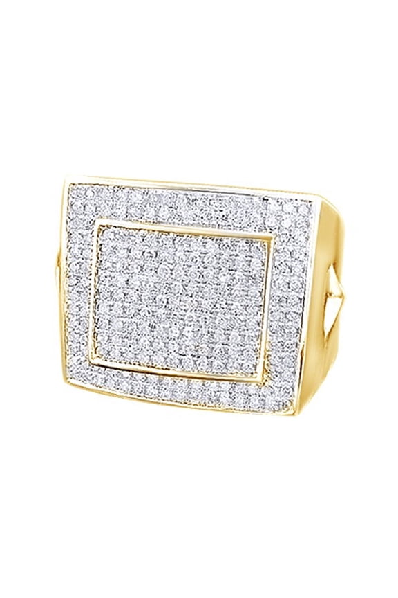 White Cubic Zirconia Cluster Wedding Band Ring For Men's In 14k Yellow Gold Over Sterling Silver (0.94 Cttw)