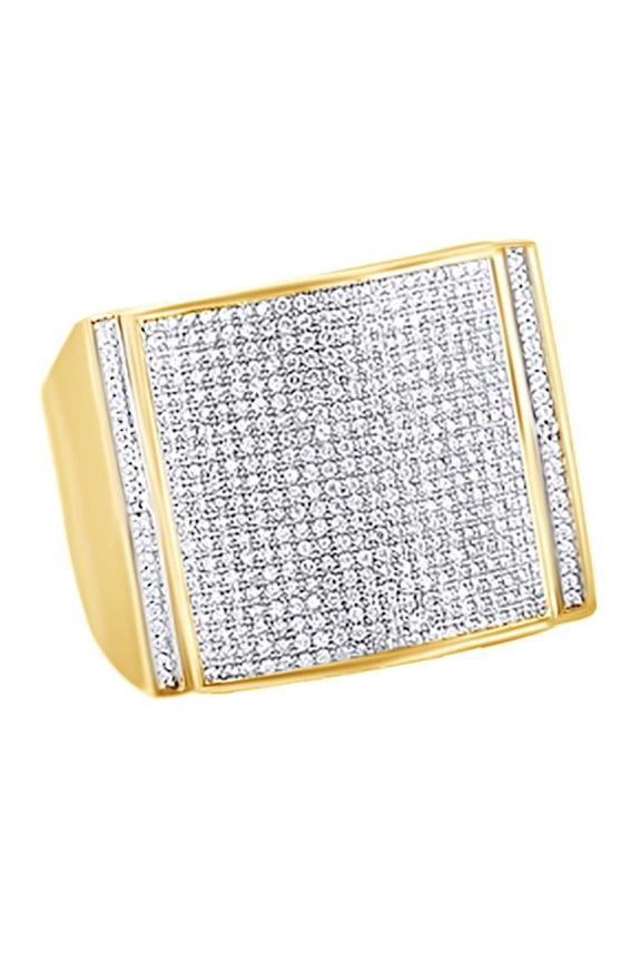 White Cubic Zirconia Cluster Wedding Band Ring For Men's In 14k Yellow Gold Over Sterling Silver (1.21 Cttw)