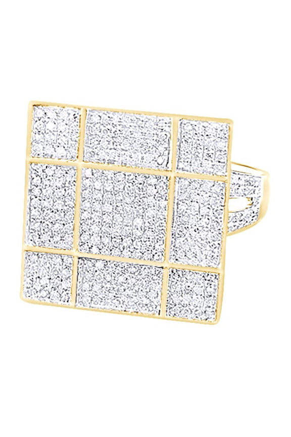 White Cubic Zirconia Cluster Wedding Band Ring For Men's In 14k Yellow Gold Over Sterling Silver (1.27 Cttw)