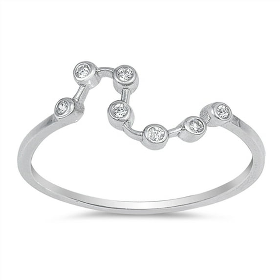 White Cubic Zirconia Constellation Chain Link Ring .925 Sterling Silver Band Jewelry Female Size 7