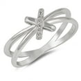 thumbnail image 1 of White Cubic Zirconia Criss Cross Infinity Knot Ring .925 Sterling Silver Band Jewelry Female Size 4, 1 of 4