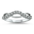 thumbnail image 1 of White Cubic Zirconia Criss Cross Ring 925 Sterling Silver Thumb Band Jewelry Female Male Size 4, 1 of 4