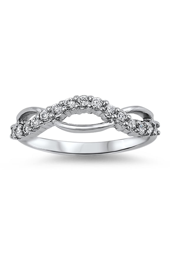 White Cubic Zirconia Criss Cross Ring 925 Sterling Silver Thumb Band Jewelry Female Male Size 9