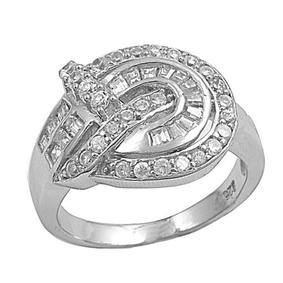 White Cubic Zirconia Criss Cross Round Knot Ring Sterling Silver Band 925 Jewelry Female Male Size 6