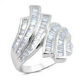 thumbnail image 1 of White Cubic Zirconia Criss Cross Wedding Bridal Ring 925 Sterling Silver Band Jewelry Female Size 7, 1 of 4