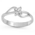 thumbnail image 1 of White Cubic Zirconia Crossover Cross Flower Ring Sterling Silver Band 925 Jewelry Female Male Size 9, 1 of 4