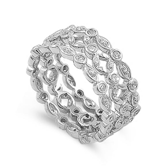 White Cubic Zirconia Cutout Leaf Floral Ring .925 Sterling Silver Band Jewelry Female Male Size 6