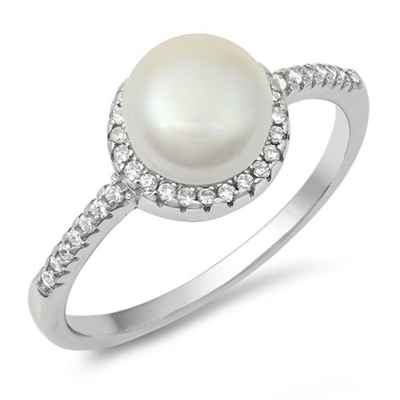 White Cubic Zirconia Elegant Studded Halo Ring .925 Sterling Silver Band Jewelry Female Male Size 6