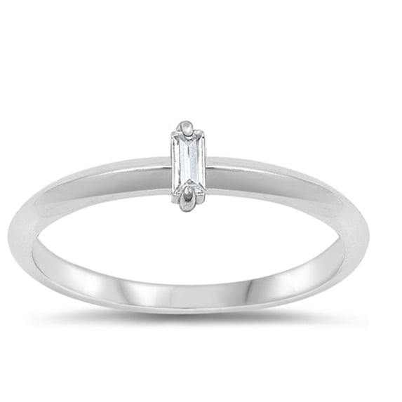 White Cubic Zirconia Engagement Ring .925 Sterling Silver Solitaire Band Jewelry Female Male Size 5