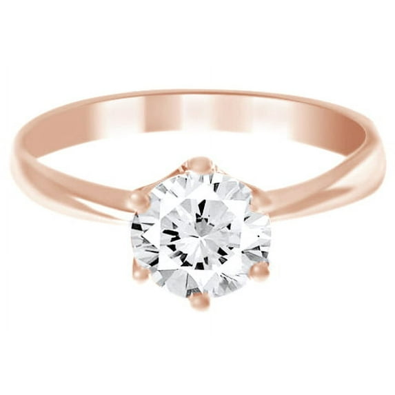 AFFY White Cubic Zirconia Engagement Ring In 14k Rose Gold (2 Cttw)