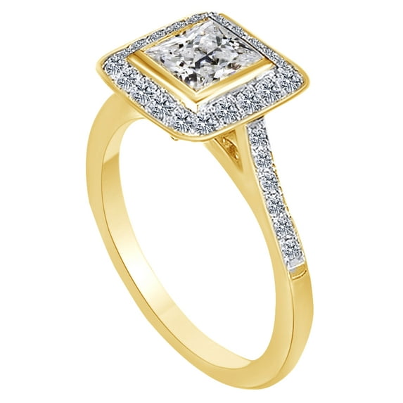 AFFY White Cubic Zirconia Engagement Ring In 14k Yellow Gold (2 Cttw)