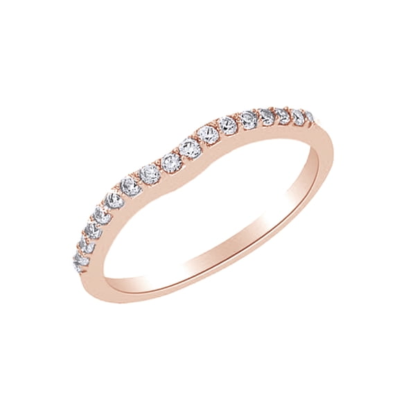 AFFY White Cubic Zirconia Engagement & Wedding Band Ring In 14K Rose Gold Over Sterling Silver (0.14 Cttw)