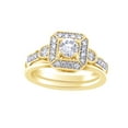 thumbnail image 1 of White Cubic Zirconia Engagement & Wedding Bridal Ring Set In 14K Yellow Gold Over Sterling Silver (0.83 Cttw), 1 of 1