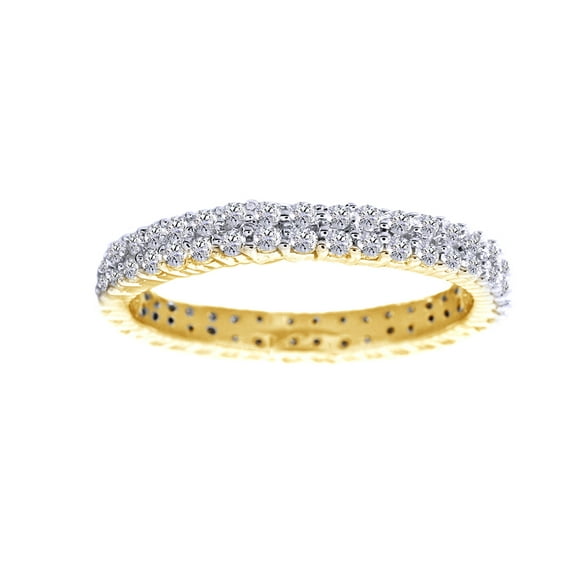 AFFY White Cubic Zirconia Engagement & Wedding Full Eternity Band Ring In 14K Yellow Gold Over Sterling Silver (1.88 Cttw)