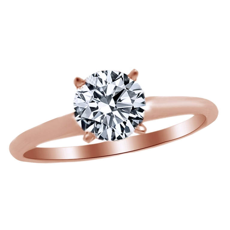 White Cubic Zirconia Engagement Wedding Ring In 14k Rose Gold 2