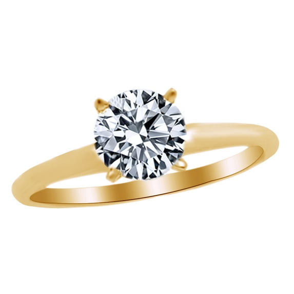 AFFY White Cubic Zirconia Engagement & Wedding Ring In 14k Yellow Gold (2 Cttw)