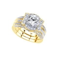 thumbnail image 1 of AFFY White Cubic Zirconia Engagement & Wedding Bridal & Band Ring Set In 14K Yellow Gold Over Sterling Silver (2.37 Cttw), 1 of 1