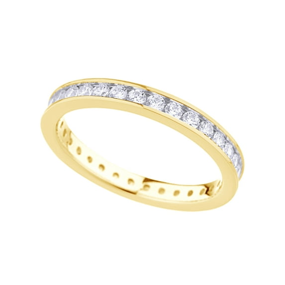 AFFY White Cubic Zirconia Engagement & Wedding Eternity Ring In 14K Yellow Gold Over Sterling Silver (1.12 Cttw)