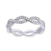 AFFY White Cubic Zirconia Engagement & Wedding Infinity Band Ring In 14K White Gold Over Sterling Silver