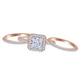 thumbnail image 1 of AFFY White Cubic Zirconia Engagement & Wedding Trio Solitaire Ring Set In 14k Rose Gold (2.12 Cttw), 1 of 1