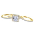 thumbnail image 1 of AFFY White Cubic Zirconia Engagement & Wedding Trio Solitaire Ring Set In 14k Yellow Gold (2.12 Cttw), 1 of 1