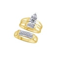 thumbnail image 1 of AFFY White Cubic Zirconia Engagement & Wedding Two Tone Trio Band Ring Set In 14k Yellow Gold (1 Cttw), 1 of 1
