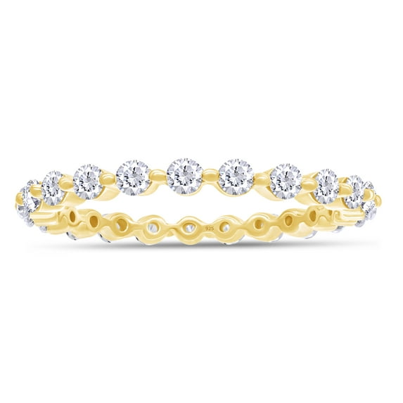 AFFY White Cubic Zirconia Eternity Anniversary Band Ring In 14k Yellow Gold Over Sterling Silver