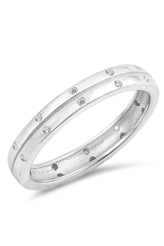 White Cubic Zirconia Eternity Elegant Thumb Ring .925 Sterling Silver Band Jewelry Female Size 9