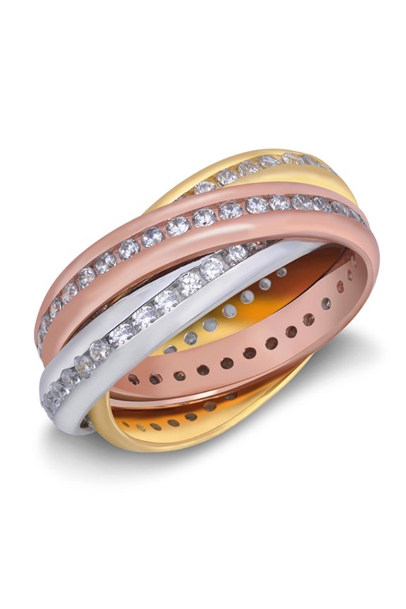 White Cubic Zirconia Eternity Layered Ring Set .925 Sterling Silver Band Jewelry Female Male Size 7