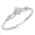 thumbnail image 1 of White Cubic Zirconia Flower Infinity Knot Swirl Ring 925 Sterling Silver Band Jewelry Female Size 4, 1 of 4