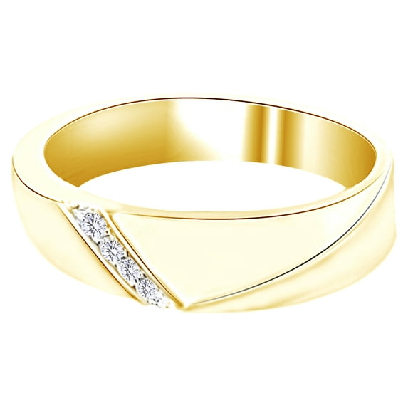 White Cubic Zirconia Four Stone Wedding Band Ring For Men's In 14k Yellow Gold Over Sterling Silver (0.14 Cttw)