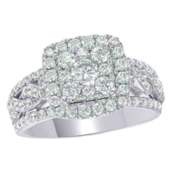 AFFY White Cubic Zirconia Frame Engagement Ring In 14k White Gold (1.5 Cttw)