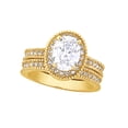 thumbnail image 1 of AFFY White Cubic Zirconia Halo Vintage Engagement & Wedding Bridal Ring Set In 14K Yellow Gold Over Sterling Silver (3.16 Cttw), 1 of 1