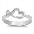 thumbnail image 1 of White Cubic Zirconia Heart Cutout Love Ring 925 Sterling Silver Band Jewelry Female Male Size 9, 1 of 4