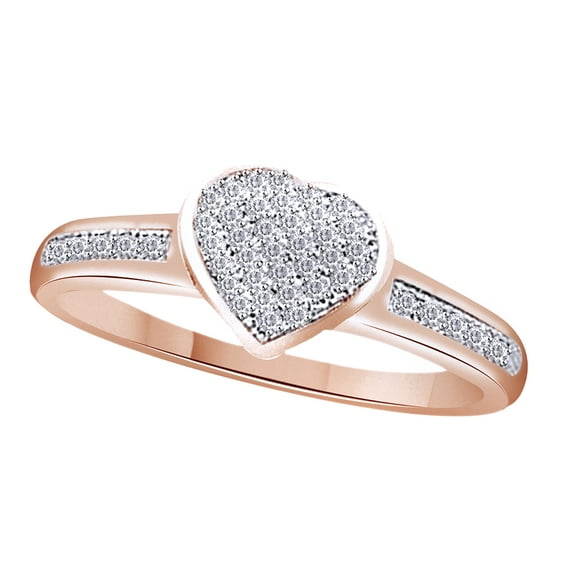 AFFY White Cubic Zirconia Heart Ring In 14k Rose Gold Over Sterling Silver