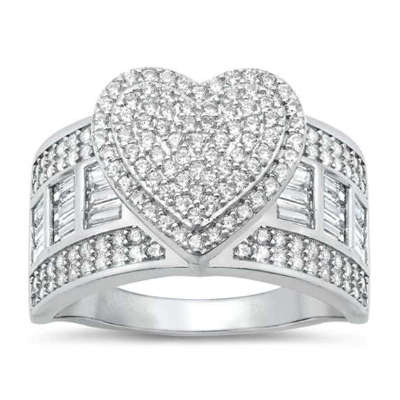 White Cubic Zirconia Heart Wholesale Ring .925 Sterling Silver Cocktail Band Jewelry Female Size 6