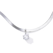 JTV White Cubic Zirconia Herringbone Chain Necklace, Platinum Over Sterling Silver, 2.97 ctw, 18 Inch