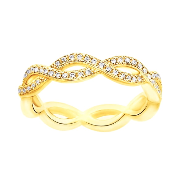 AFFY White Cubic Zirconia Infinity Design Wedding Band Ring in 14k Yellow Gold Over Sterling Silver