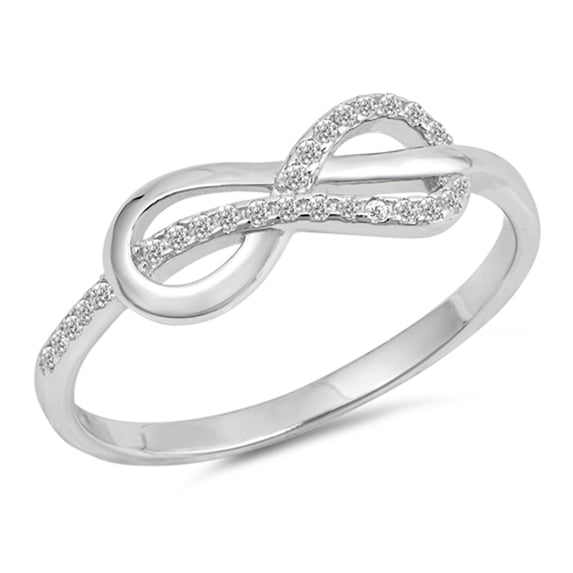 White Cubic Zirconia Infinity Knot Criss Cross Ring .925 Sterling Silver Band Jewelry Female Size 7