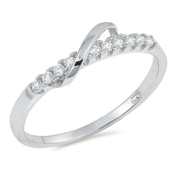 White Cubic Zirconia Infinity Love Knot Wedding Ring 925 Sterling Silver Band Jewelry Female Size 8