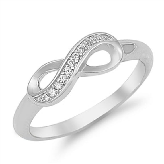 White Cubic Zirconia Infinity Ring 925 Sterling Silver Thumb Band Jewelry Female Male Unisex Size 6