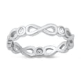 thumbnail image 1 of White Cubic Zirconia Infinity Twist Ring .925 Sterling Silver Band Jewelry Female Male Unisex Size 4, 1 of 4