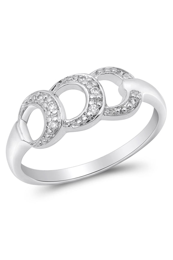 White Cubic Zirconia Loop Link Chain Ring .925 Sterling Silver Band Jewelry Female Male Size 5