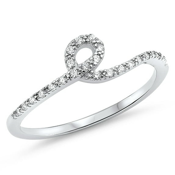 White Cubic Zirconia Love Knot Swirl Promise Ring .925 Sterling Silver Band Jewelry Female Size 5