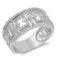 thumbnail image 1 of White Cubic Zirconia Micro Pave Filigree Cross Ring .925 Sterling Silver Band Jewelry Female Size 7, 1 of 4